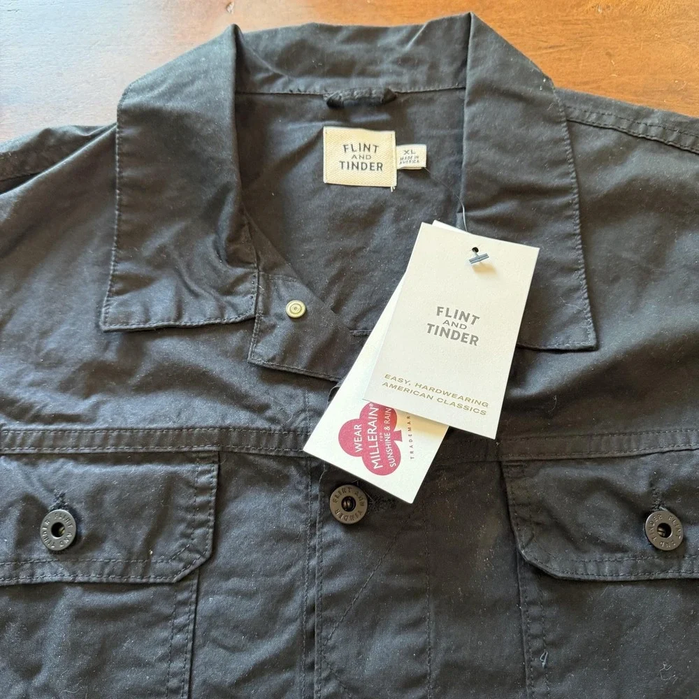 Flint And Tinder Jacket Mens XL Black Waxed Canvas TekWax Made USA Huckberry